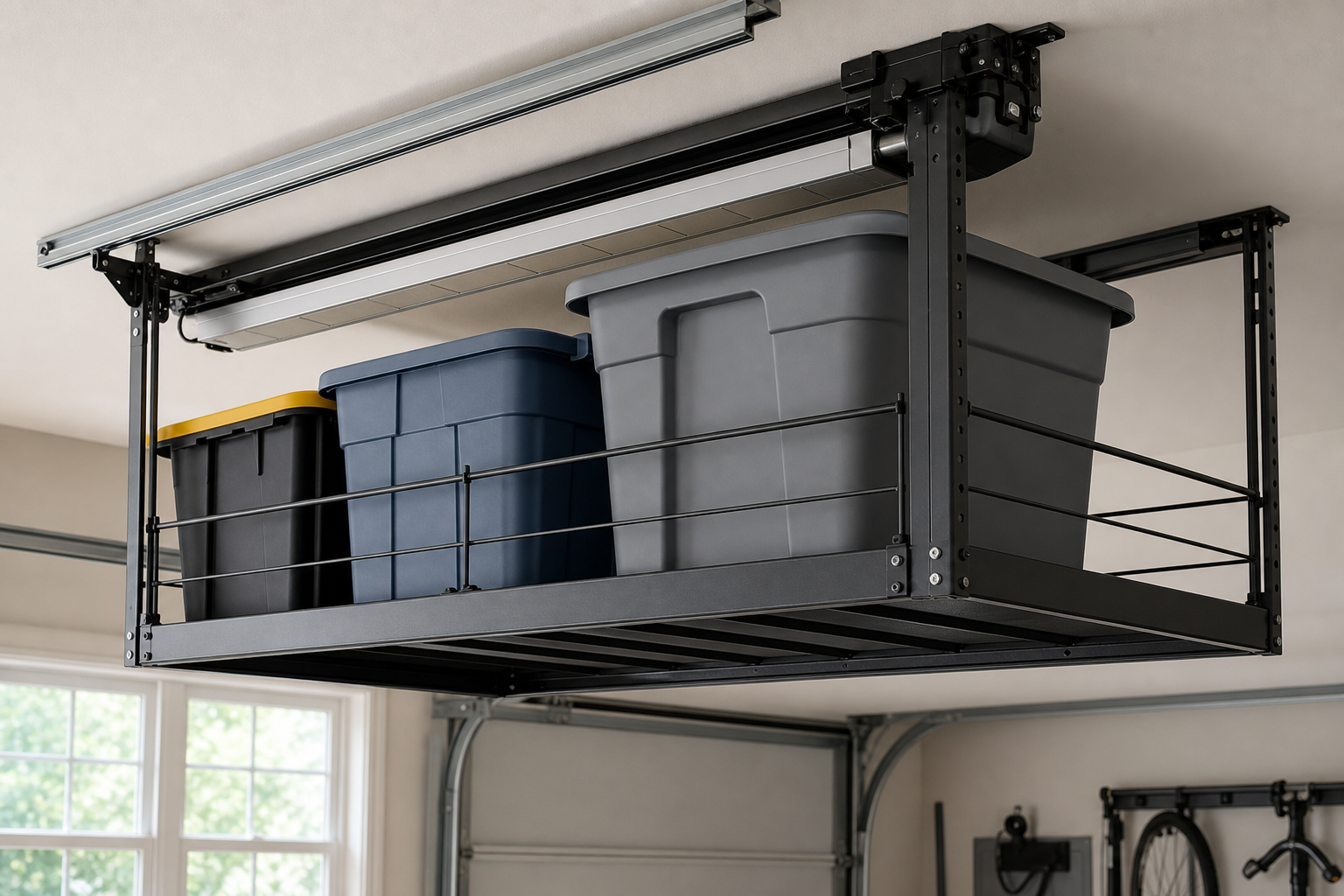 Motorized overhead garage storage lift